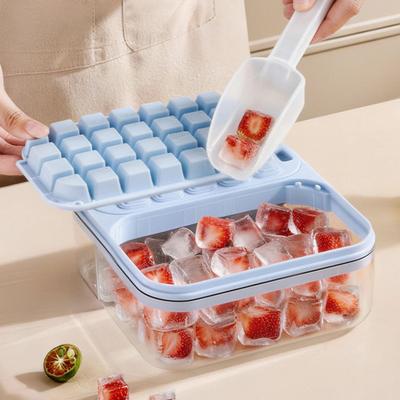 2-in-1 Ice Cube Tray with Lid Easy Push Release Ice Mold for DIY Popsicles Leakproof Freezer Container for Summer Drinks