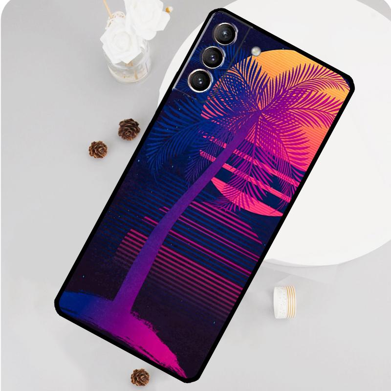 Retrowave Neon Palms Tree Phone Case For Samsung Galaxy S26 S25 S24 S20 S21 S22 S23 Ultra S10 Plus S25 FE Funda Cover