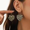 European & American Valentine's Day Heart-Shaped Leopard Print Earrings