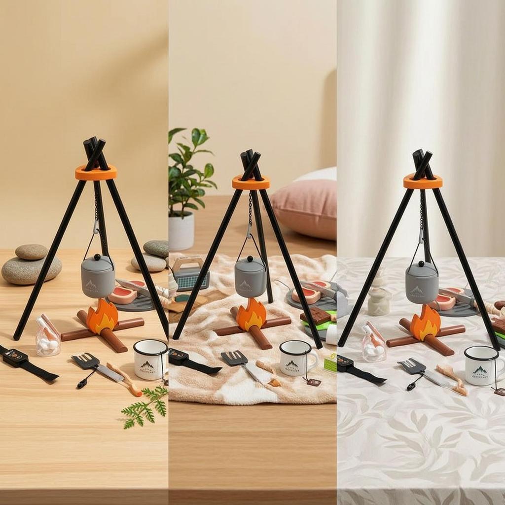Lagerfeuer Spielset Holz Spielzeug Grillset für Kleinkinder, Spielzimmer, Kindergarten