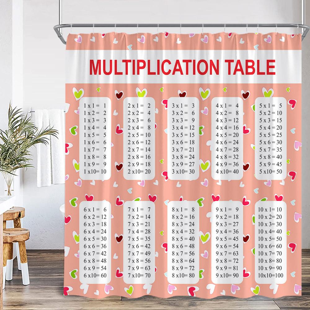Mutiplication Table Shower Curtain Math Education Study Theme Home Decor For Bathroom Polyester Fabric Bath Curtain With Hook
