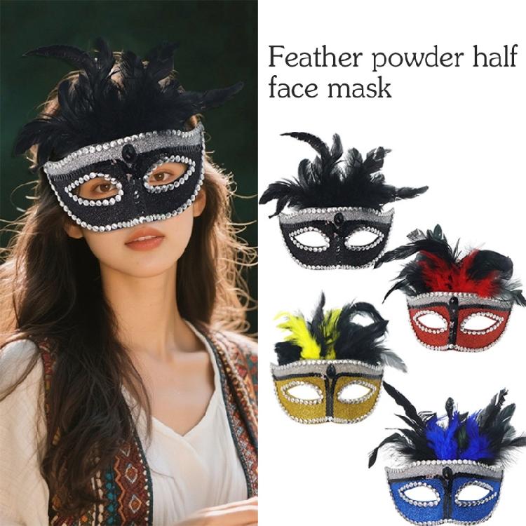 Stylish Feathered Accented Face Cover For Halloween Cosplay Event Lightweight Halloween Party Accessories