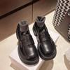 British style white round head college style one pedal platform small leather shoes women's 2025 spring and autumn new thick heel loafers