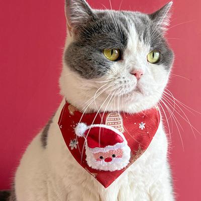Cute Adjustable Christmas Dog Collar Dirt-resistant Christmas Decor Dog Bandanas Universal Soft Cat Collar Pet Scarf Decoration