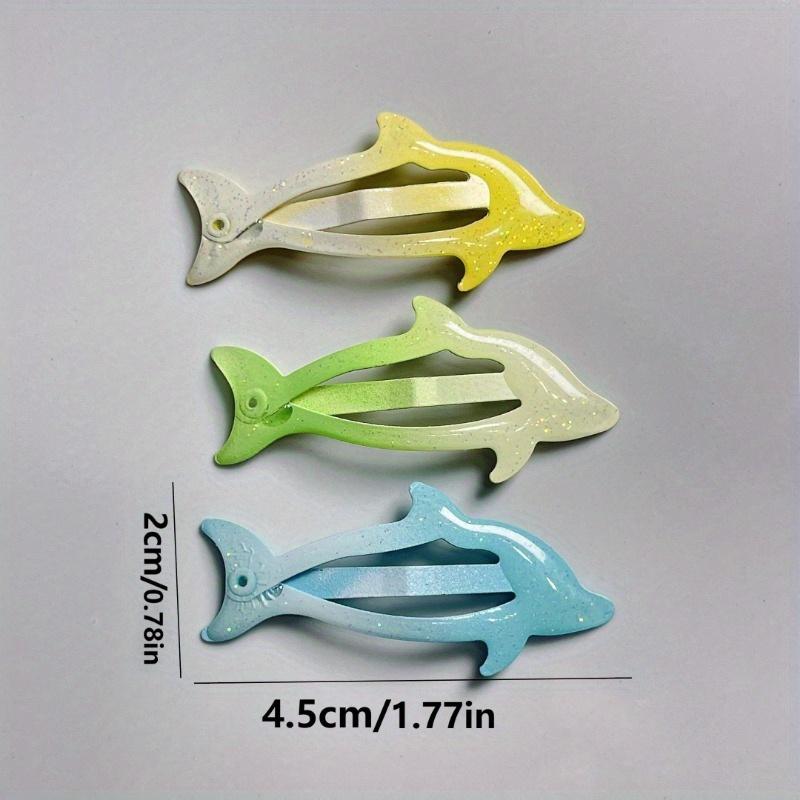 Women's Hair Accessories Gradient Multi Color Side Split Hair Clips Cute Dolphin Hair Claw Metal Animal Print Hair Clip for Girl