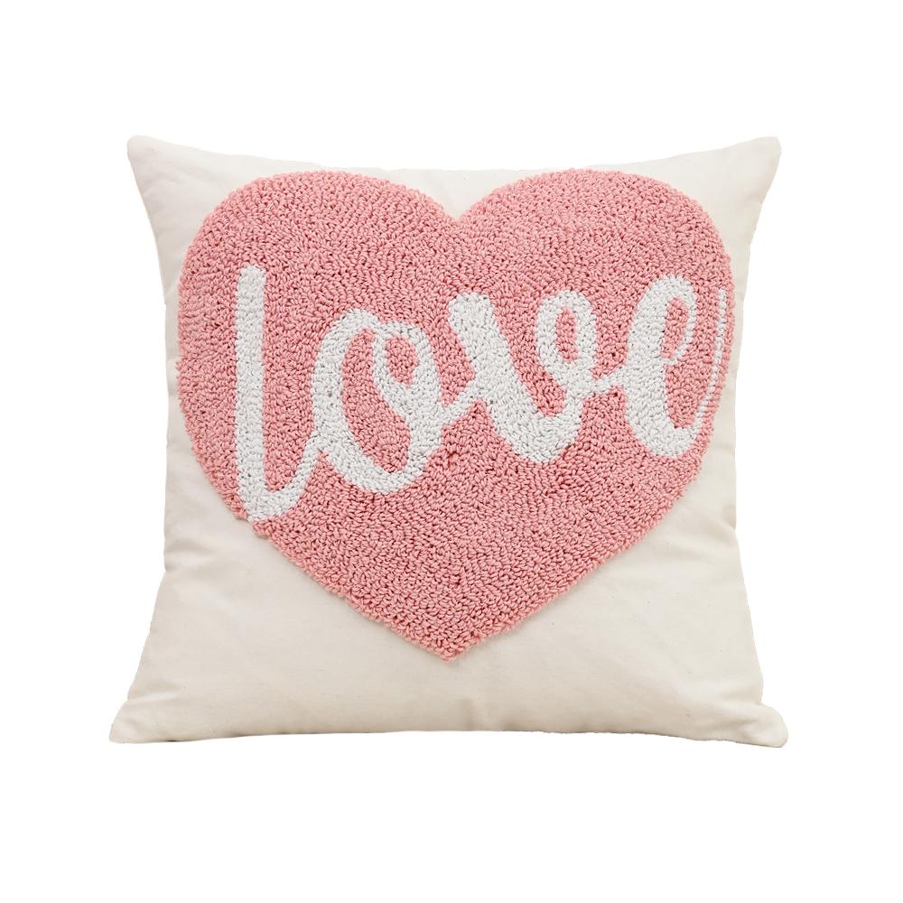 BUYNOW 1PC Velvet Heart Valentine's Day Pillow Case Cute Pink Bohemian Living Room Sofa Cushion Cover Home Bedroom Decor Cojines