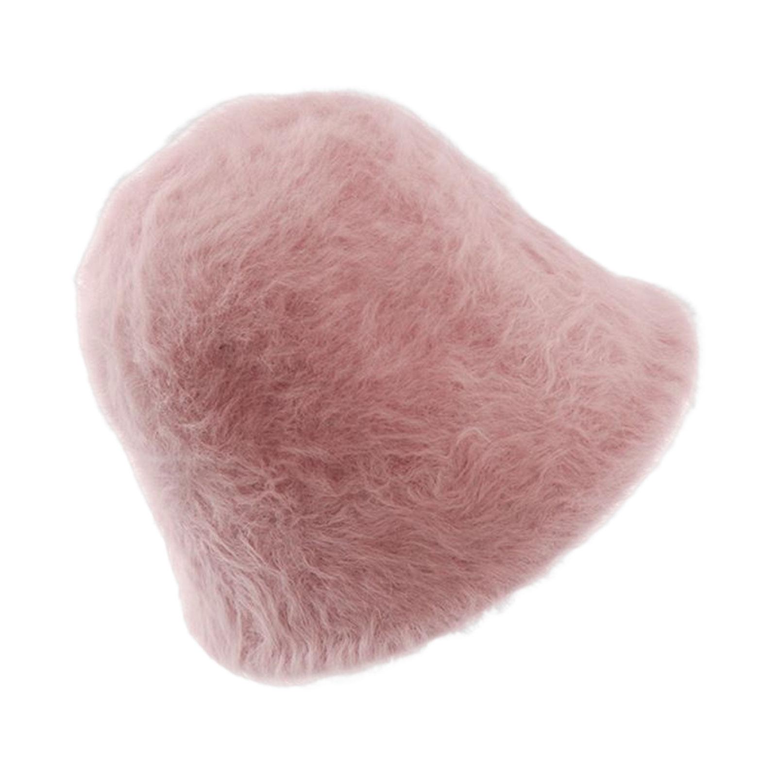 

Soft Plush Bucket Hat Female Adult Fisherman Cap Beanie Windproof Fashion Womens Winter Fisherman Hat for Cycling Travel Hiking розовый