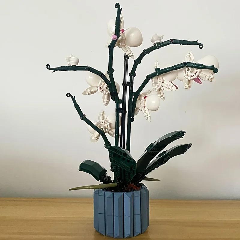 Building Blocks Orchid Flower Bouquet Set Artificial Plant Construction Toy for Home Decor & Gift Giving