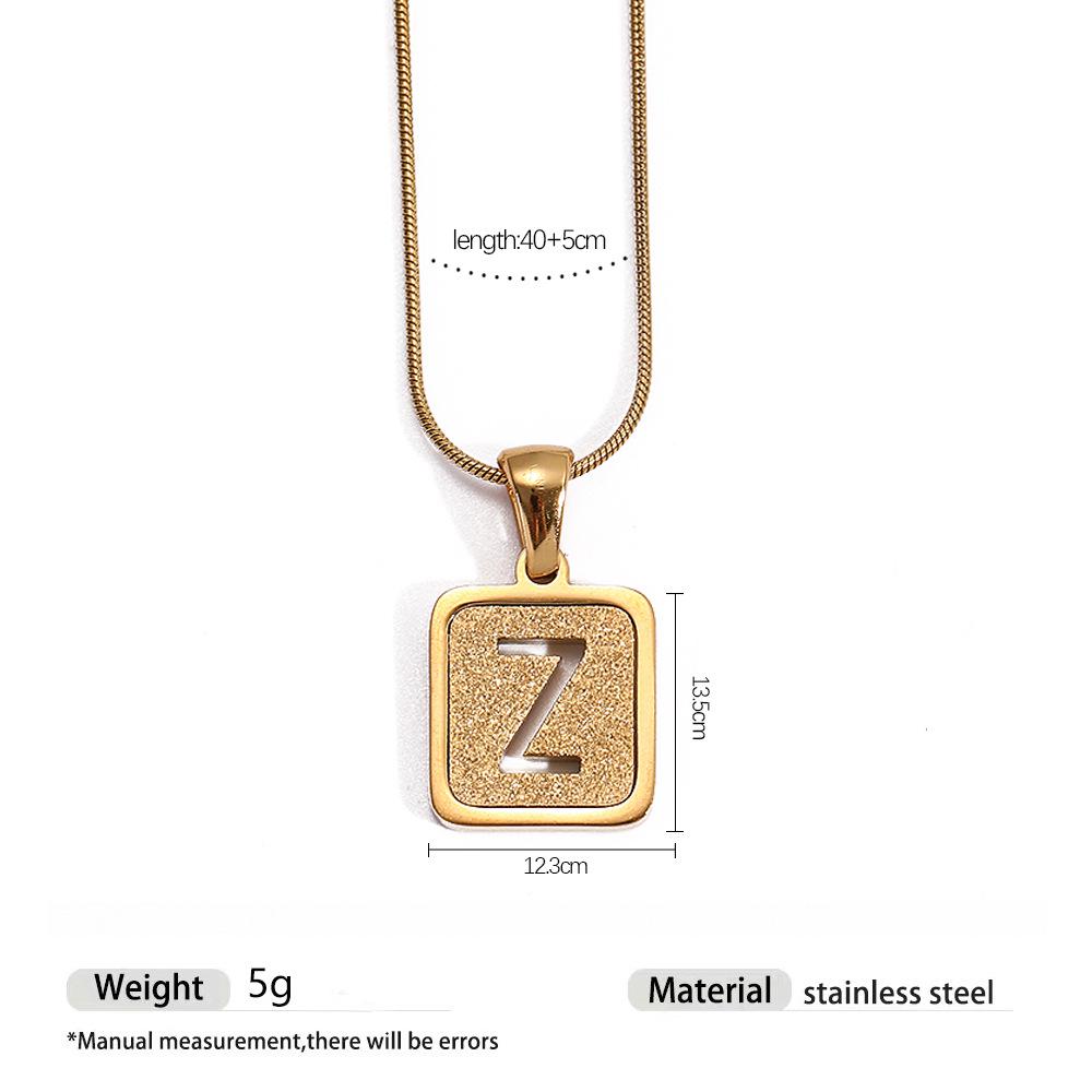Stainless Steel Electroplated 26-Letter Pendant Necklace with Round Snake Chain
