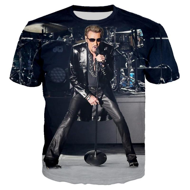 Nieuw Meest Populaire Popzanger Johnny Hallyday 3D Geprint T-shirt Mannen Vrouwen Rock Casual Straatkleding Hip Hop Harajuku Tops