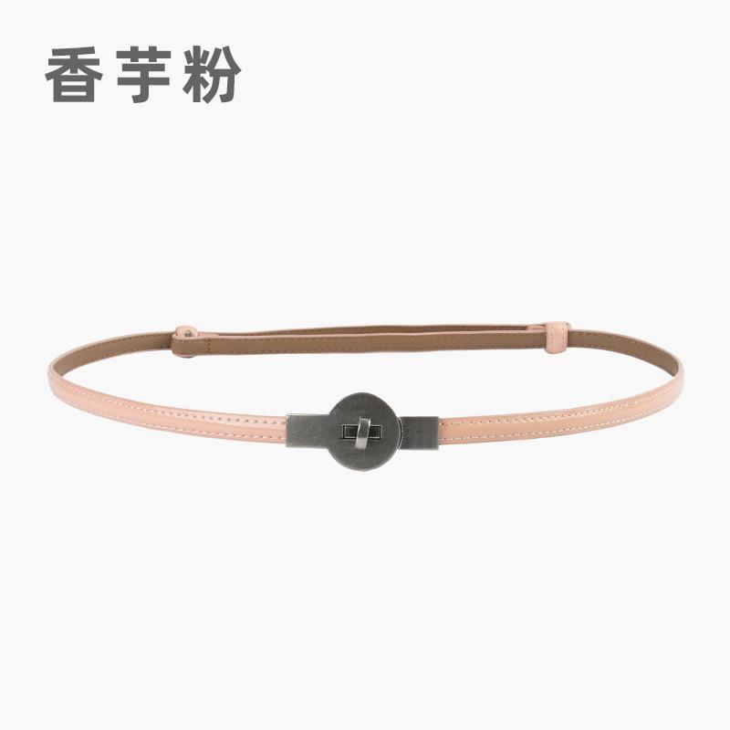 Retro Buckle Thin Belt Women With Dress Decoration Small Belt Waist Thin Lacquered Cowhide
