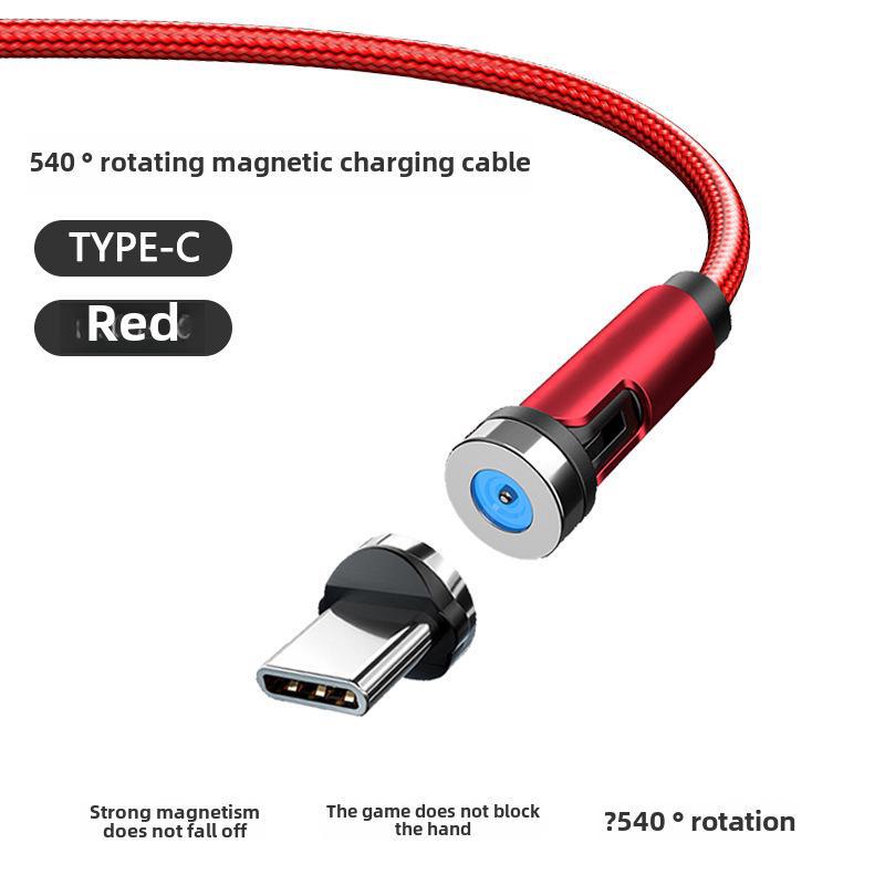 

Магнитный кабель 3-в-1 вращающегося типа Type-C для зарядки и передачи данных с угловым и прямым изгибом Type-C Red
