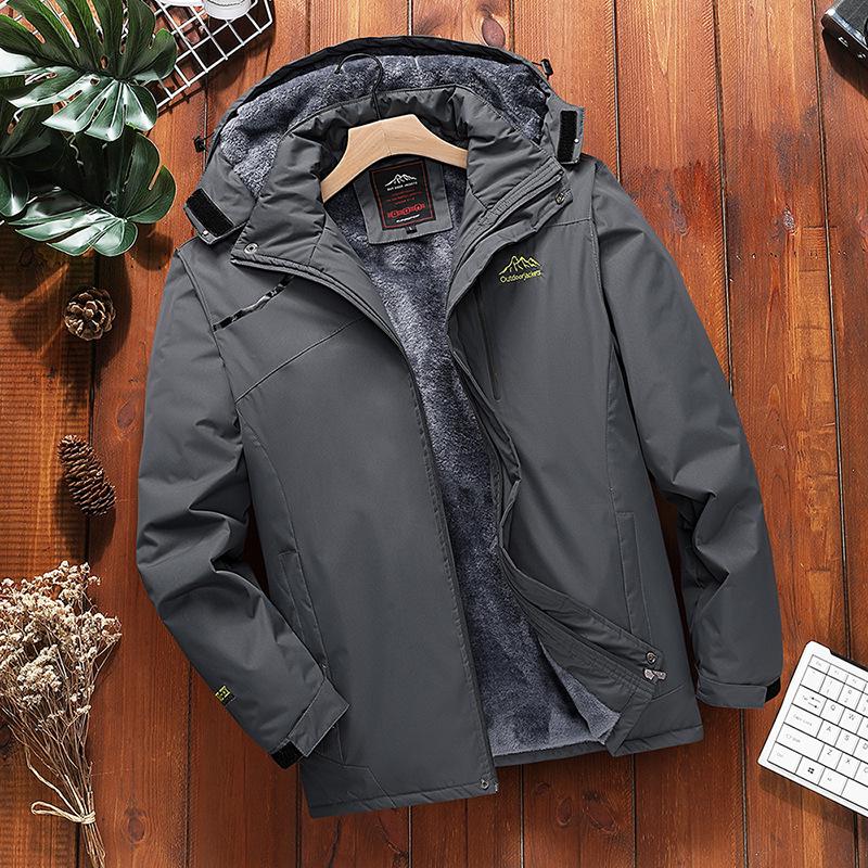 Men's Plus Size Winter Mountaineering Jacket with Velvet Lining - Thick & Warm