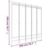 350157 vidaXL Room Divider 5 Panels Black 200x200 Cm Fabric