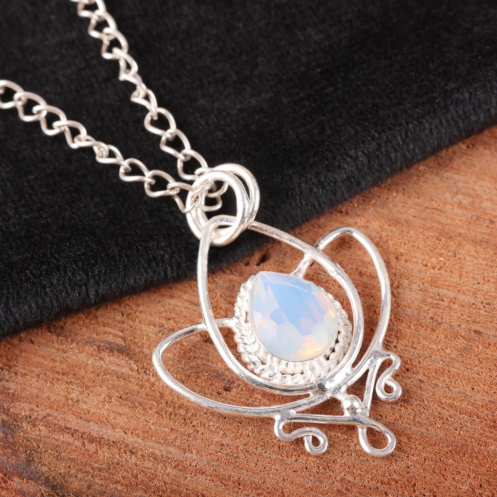 Milky Opal Handmade Latest Design Jewelry Pendant, 925 Solid Sterling Silver Gemstone Pendant, Gift For Mother