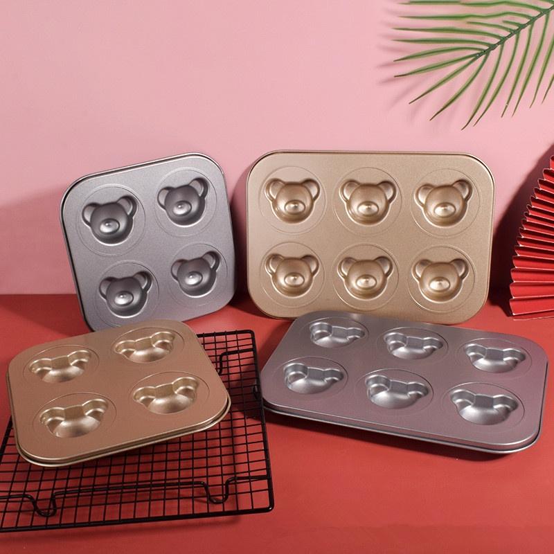 4/6/9/12 Even Bear Mold Baking Mold Pan Non-Stick Diy Cute Candy Cake Mold Tool Decoration Biscuit Candy Mold Baking Accessories