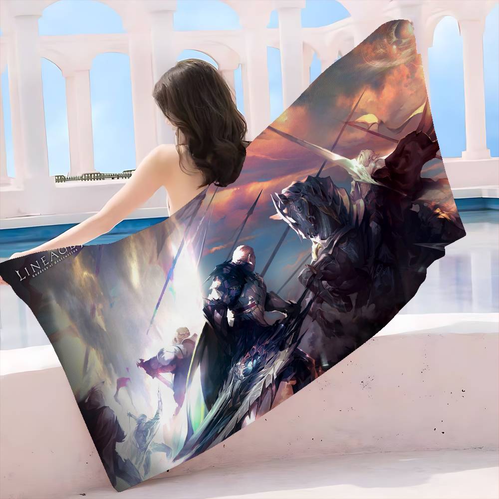 Game L-Lineage 2 Bath Towel Microfiber Soft Water Absorbing Breathable For Girl Kids Decorative Cartoon Beach Towel