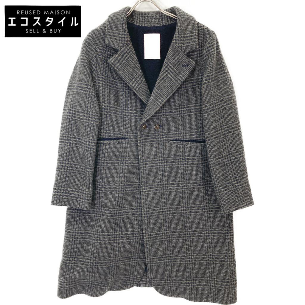 Pallas Palace Gray x Black Wool Blend Glen Check Chester Coat coat 2 Gray / navyUsed