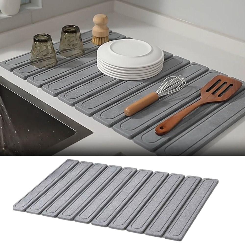 Diatomite Dish Drying Mat Quick Dry Kitchen Drying Pad Bath Mat Cup Drain Pad  Vegetable