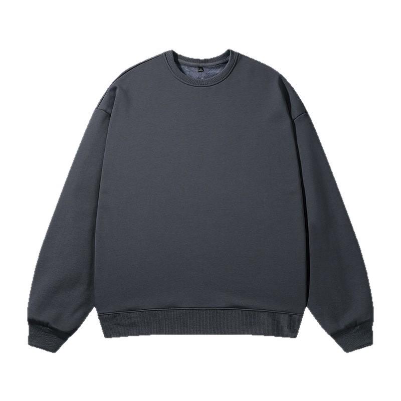 Unisex casualowa bluza z kapturem podszyta polarem: Okrągły dekolt, Luźny krój, Duży rozmiar, Długi rękaw, Idealny dla par