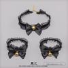 Lace Bell Choker Neck Collar with Wristband, Cute Cat Ear Maid Style Clavicle Chain Fashion Accessories