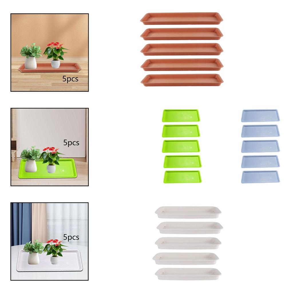 5Pcs Planter Saucer Trays Decoration Rectangular Multifunction Flower Pot Tray