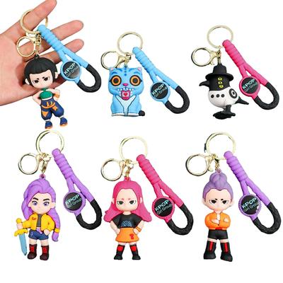 KPOP Demon Hunters Keychain Tiger Character PVC Figure Keychain Cute Harajuku Style Key Ring for Kids Bag Hanging Birthday Gift