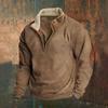 Neuankömmling Herren-Hoodie: Vintage Patchwork Besticktes Langarm-Hoodie mit halbem Reißverschluss