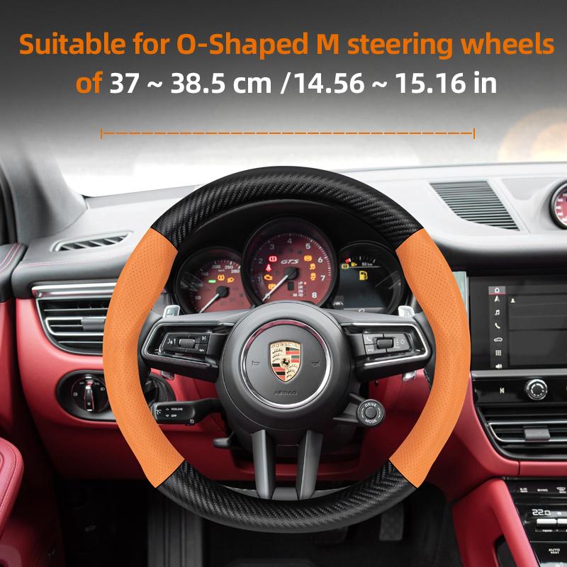 Suitable for Porsche Perforated Leather Matte Carbon Fiber Texture Steering Wheel Cover Cayenne Macan 911 Panamera 718 Taycan