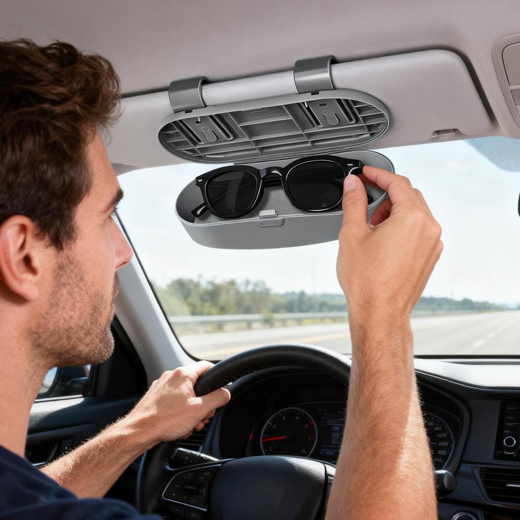 Glasses Case For Car Universal Anti-Scratch Auto Organizers Eyeglass Case For Vehicle Driving Road Trip Birthday Mother's Day