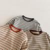 Korean Style Striped T-shirt for Girls - Trendy Spring Layered Color Block Design