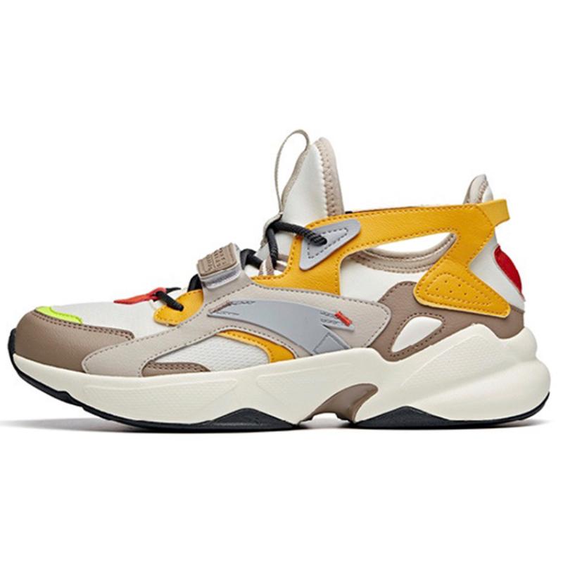 ANTA Training Shoes Men s Low top Light Beige White/Linen Gray/Ginger Yellow Sneakers 42.5