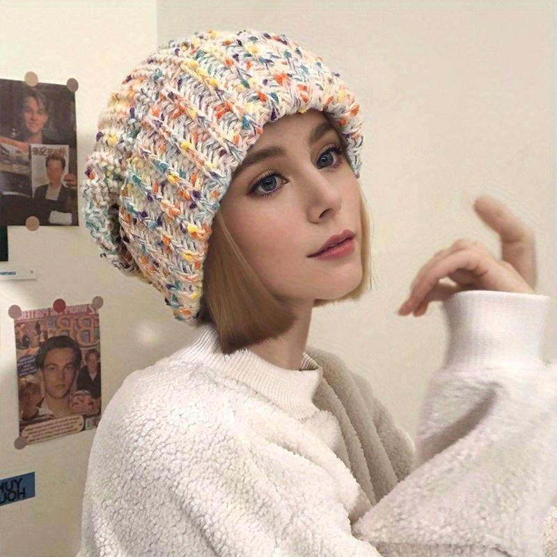 

Женская вязаная шапка-бини из смесовой пряжи с узором «кукурузное зерно», эластичная, свободная посадка, большой обхват головы, защита ушей, складывающаяся, теплая осенне-зимняя шапка белый