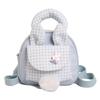 Modische Kawaii Mädchen Nylon Mini Rucksack Leicht Karomuster Cartoon Hase Damen Umhängetasche Handtasche