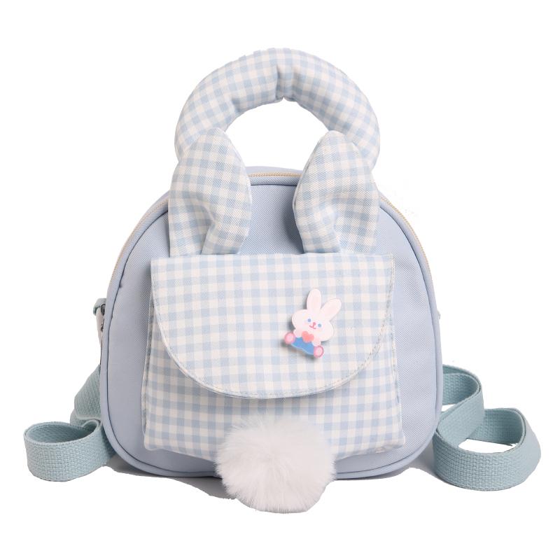 

Fashion Kawaii Female Girls Nylon Mini Backpack Lightweight Gingham Cartoon Rabbit Ladies Crossbody Shoulder Bag Purse