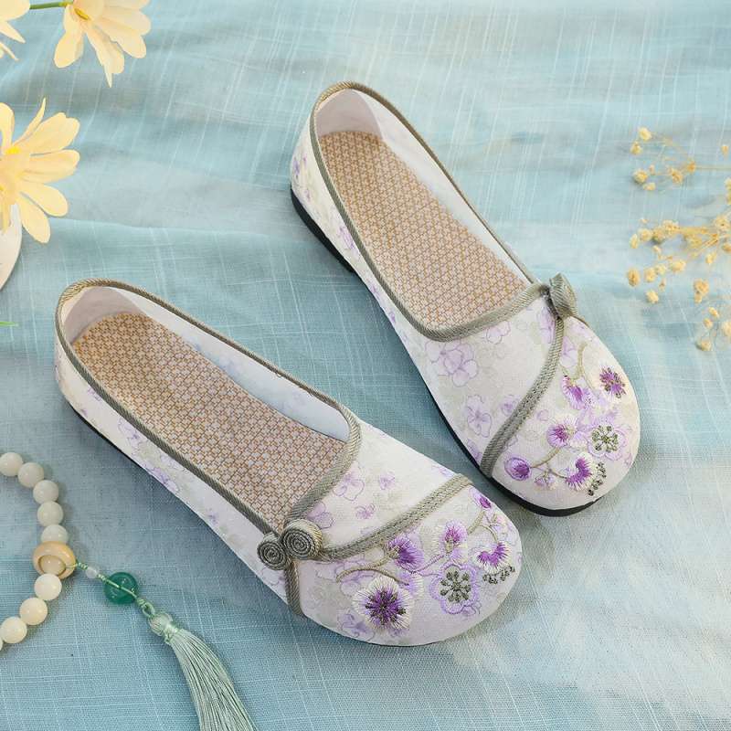 One Pedal Ethnic Style Breathable Retro Women's Slippers Casual Old North Cloth Shoes Elderly Cloth Shoes Embroidered Women