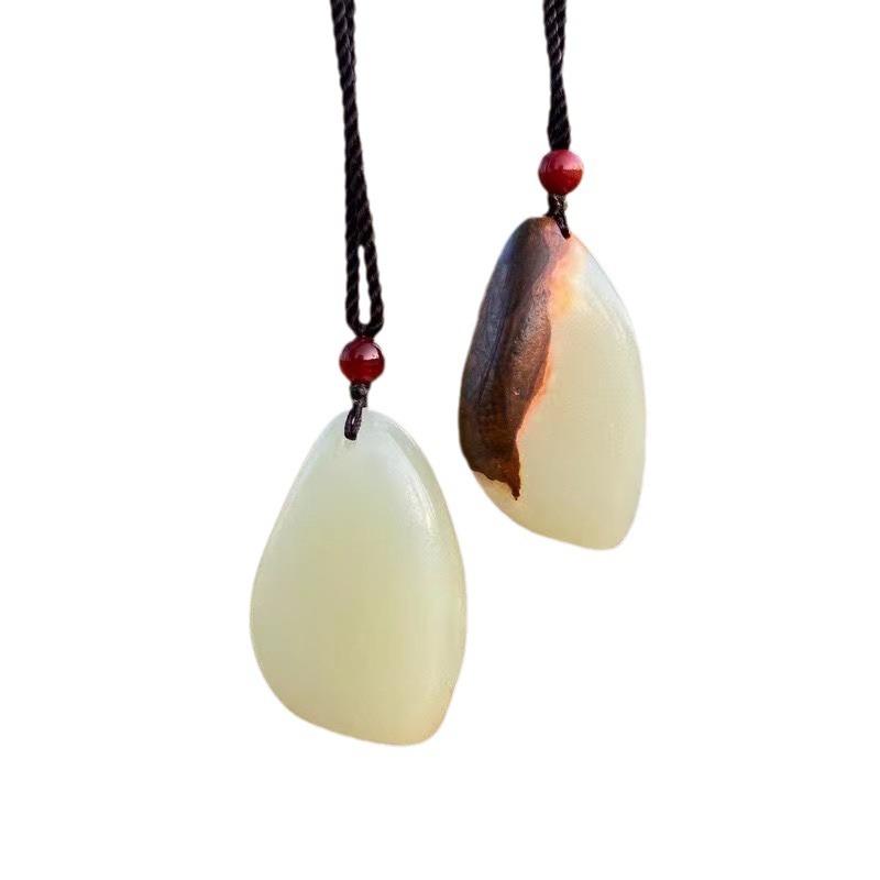 Pendant, Classic and Atmospheric Natural Leather Rough Stone Necklace