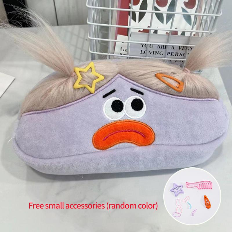 Kawaii Plush Pen Pouch Large Capacity Pencil Case Funny Stationery Storage Bags Cosmetic Pouch Packing Supplies Student Gifts