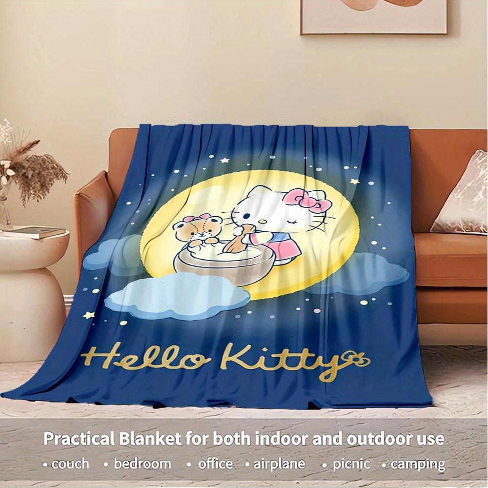 1pc Hello Kitty Moonlight Bath Bear Design Blanket - Home Decor, All Seasons, Comfortable, Machine Washable, Gift for Everyone, Suitable for