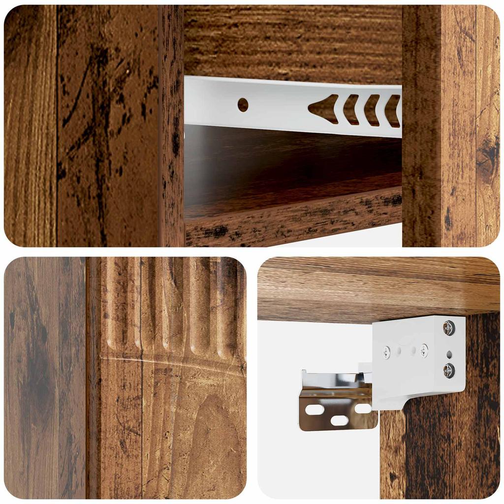Wall Mounted Nightstand Reclaimed Wood Look 49 x 34.5 x 20 cm