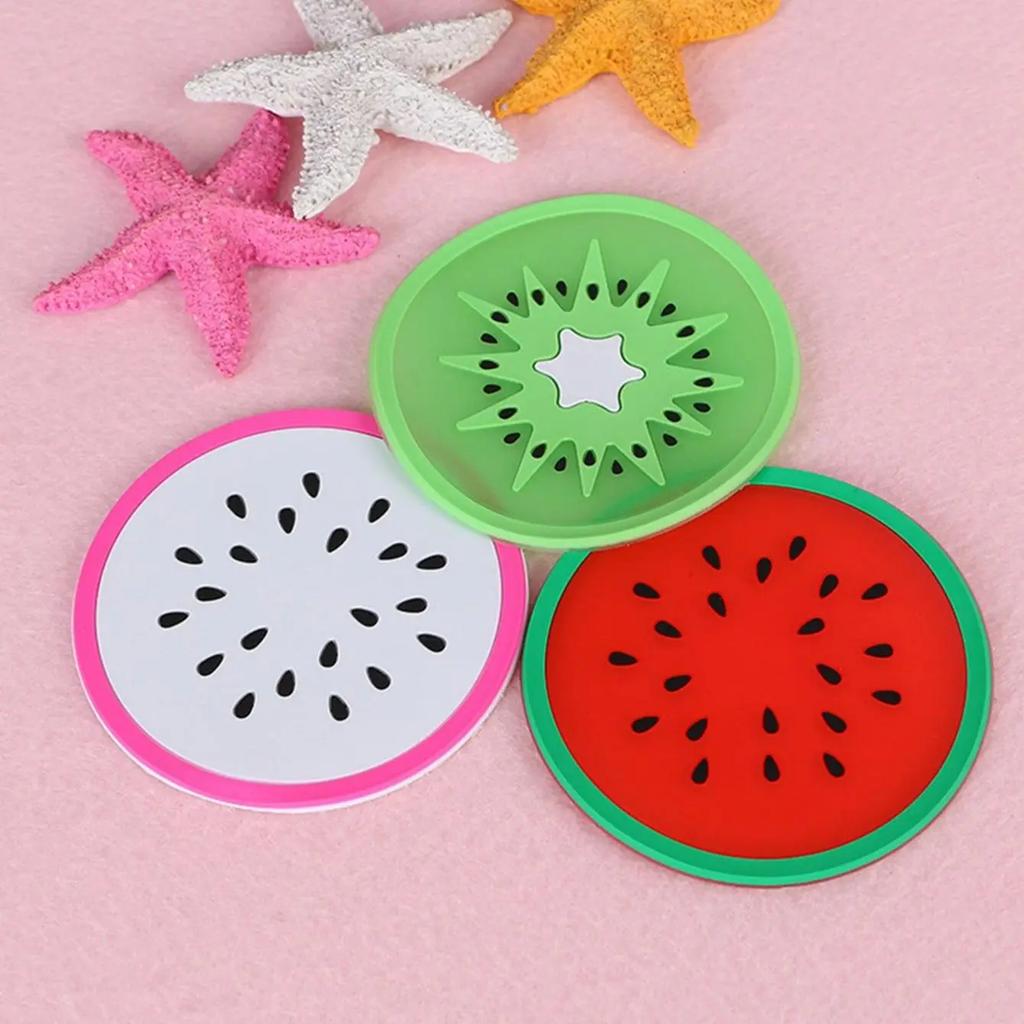 7 PCS/set Cup Mat Creative Coffee Coaster Silicone Fruit Pattern Placemat