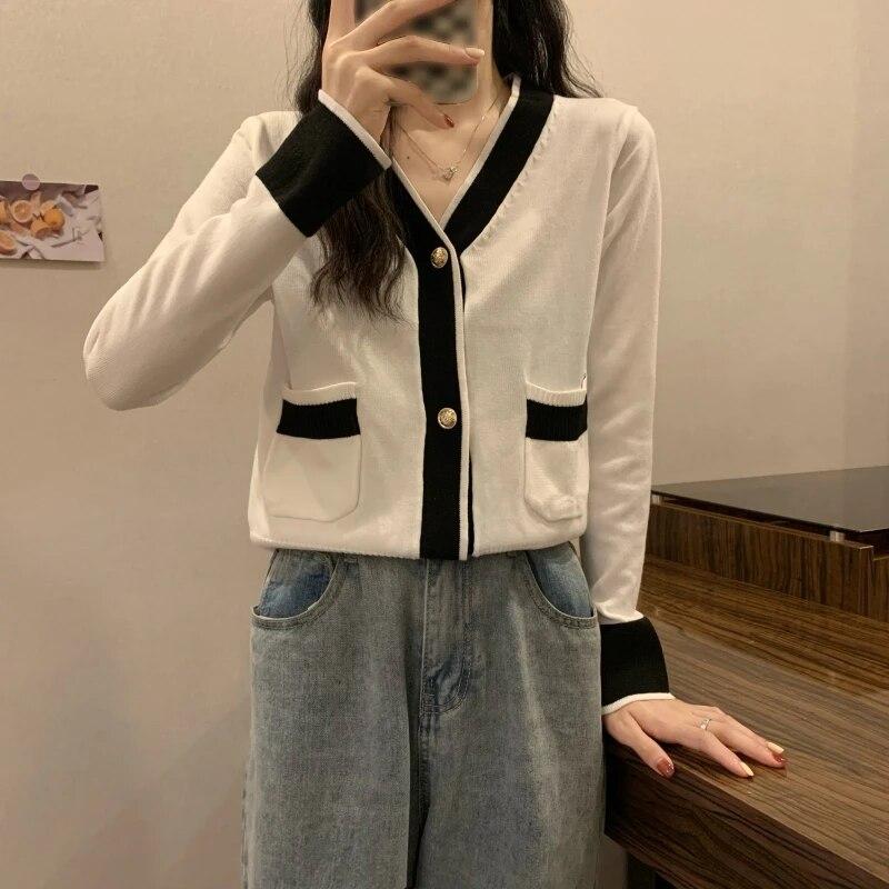 

Женский кардиган в рубчик, свитера, повседневная футболка на пуговицах спереди, с длинными рукавами, боковые карманы, v-образный вырез, свободный крой, трикотаж One Size