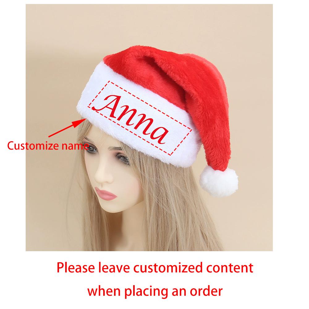 

Personalized Santa Hat Red White Christmas Hat with Name Kids Adults Christmas Family Gift Sack Santa Holiday Party Accessories 1Pcs