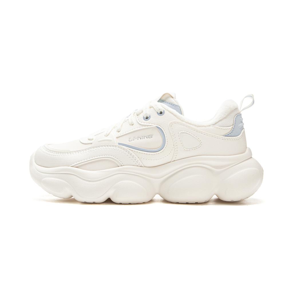 Li Ning Cloud Cushioning Slip Resistant Abrasion Resistant Lightweight Rebound Low top Casual Shoes Women's Mist White AGCV324-2