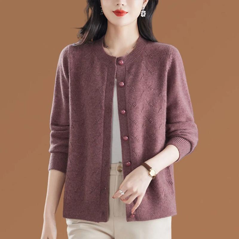 Women S Loose Knit Cardigan Round Neck Spring Autumn Top