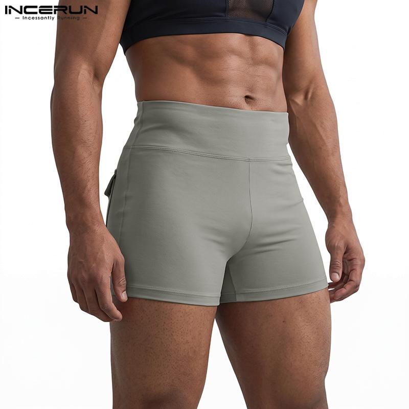 Pockets Elastic Waist Men Incerun Casual Mini Shorts Pants Homewear Underwear