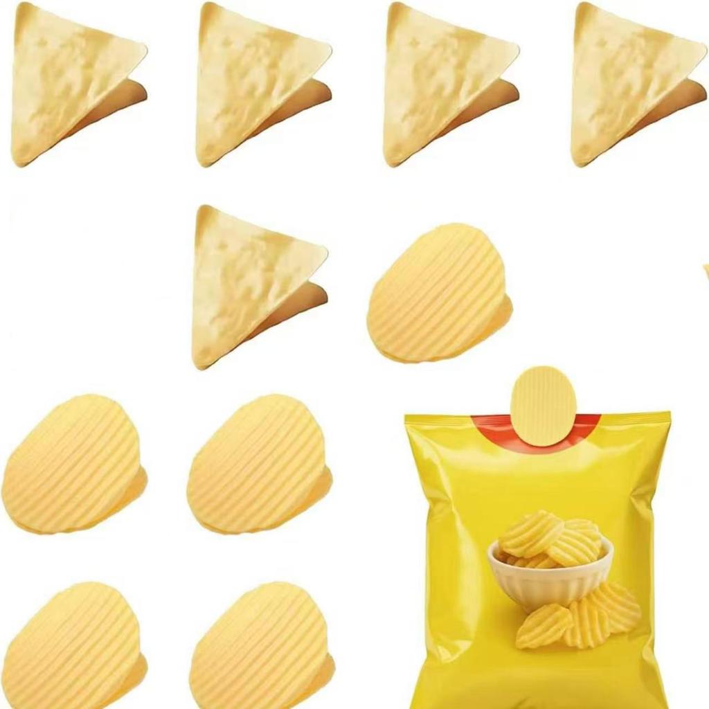 10 Stück Lustige Kartoffelchip-Klammern - Niedliche Lebensmittelbeutel-Clips für Snacks, Müsli, Kekse (10 Runden + 10 Dreiecke) - Neuartige Küchenklammer mit sicherem Verschluss