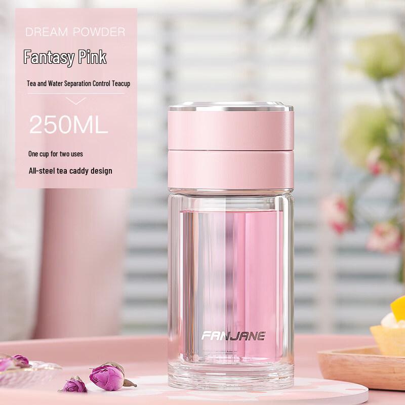 Xi He Tea Infuser Double-Wall Glass Travel Mug