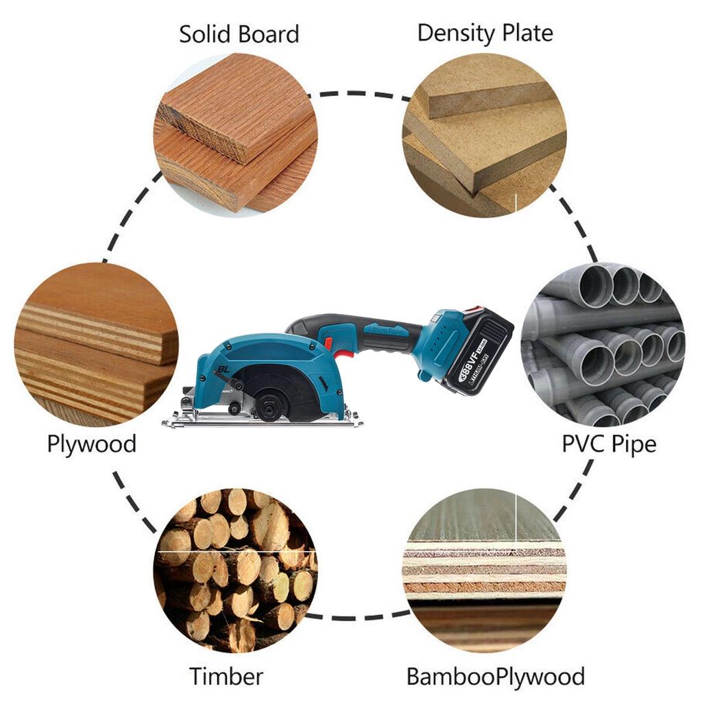 1850W 132MM/125mm 388VF Brushless Cordless Electric Circular Saw 0- 45° Adjustable Handle Power Tools Woodworking Machine