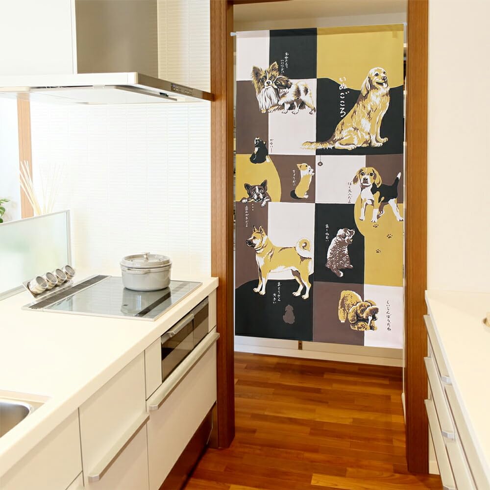 Noren Kobo Noren Curtain with Dog Room Privacy 85cm Wide X 150cm 93275 Poster, Tapestry, Divider, Screen, Half-Length Curtain, Long, Inugokoro,
